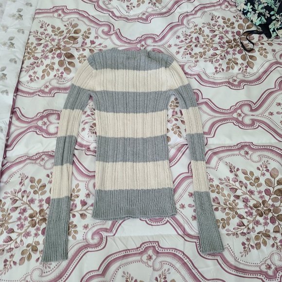 Arizona Striped Vneck Ribbed Sweater XS - Picture 9 of 16